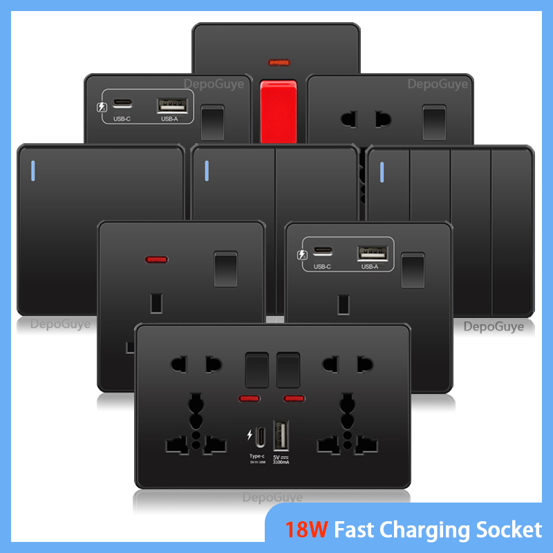 Universal Black USB Type-C 18W - đánh giá và giá Smart Wall Socket