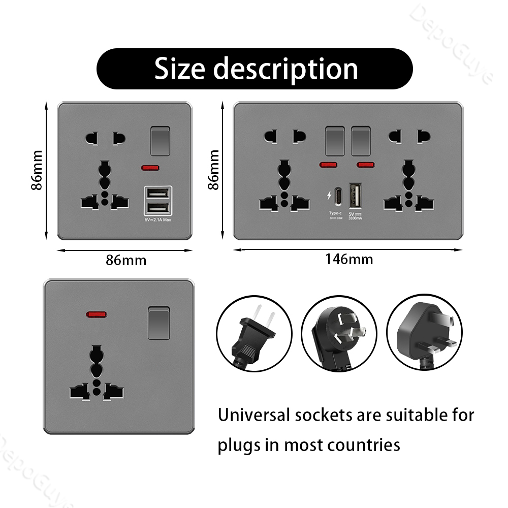 Depoguye Bắc Âu Xám Bạc Anh Tr - đánh giá và giá Smart Wall Socket