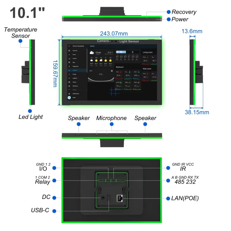 Home Assistant 10.1 Inch Andro - đánh giá và giá Smart Home Touchscreen Control Panel