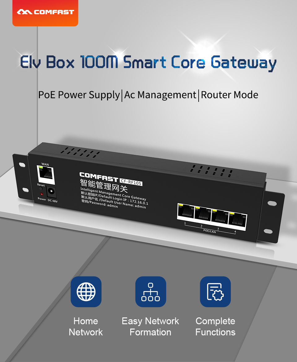COMFAST CF-RF105 4 Port POE Po - đánh giá và giá Smart Home Router